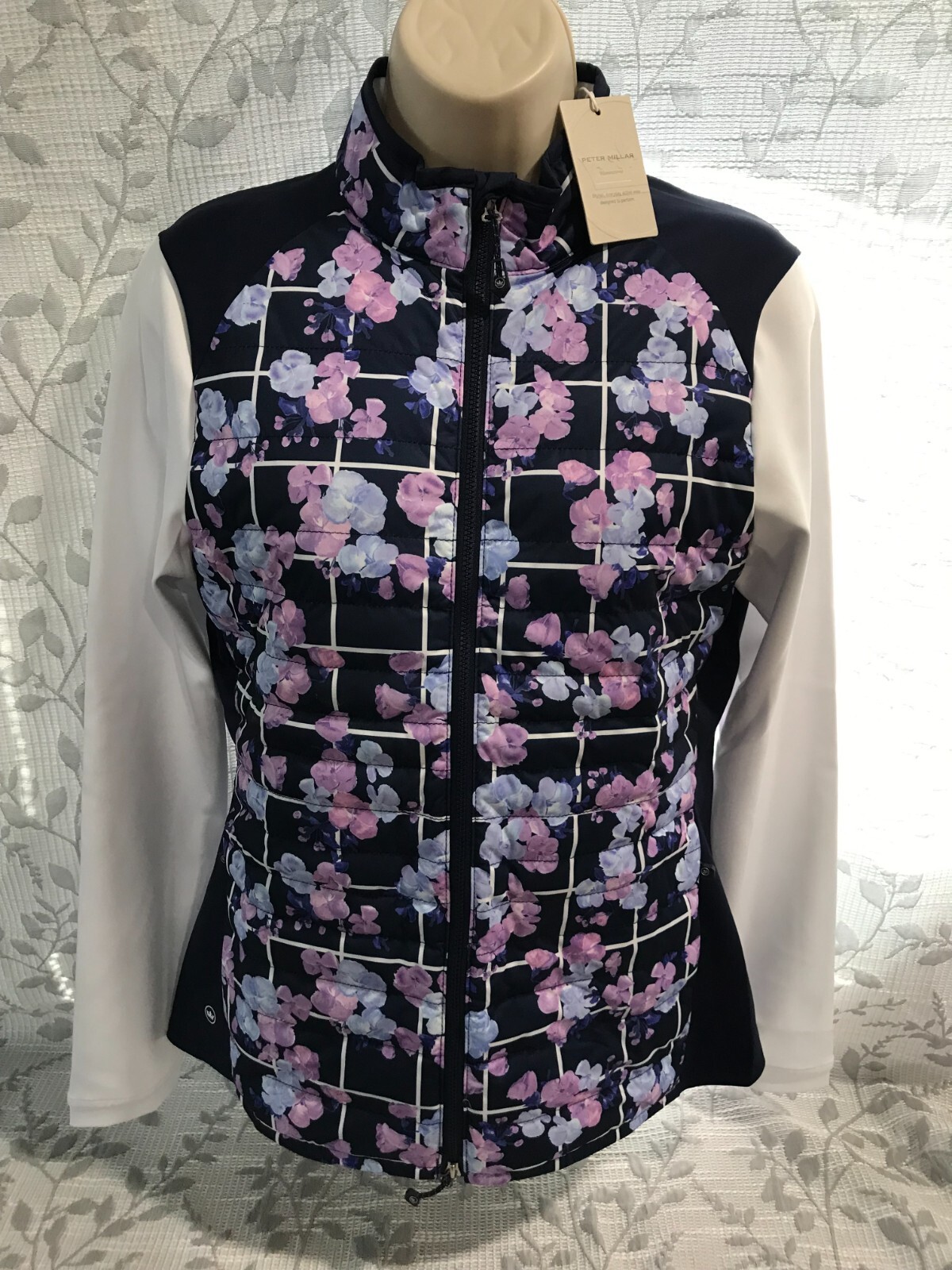 Peter Millar Women's Size S Navy/White Full-Zip Merge Elite Hybrid Jacket $230