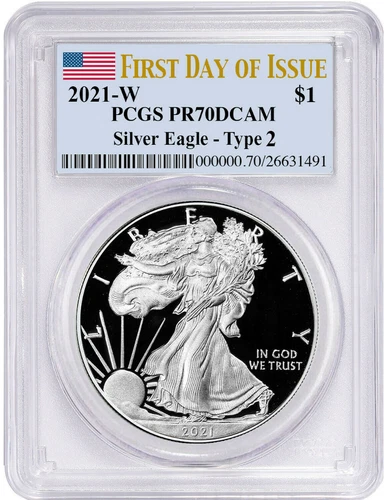 2021 W Proof Silver American Eagle Type 2 PCGS PR70 DCAM First Strike