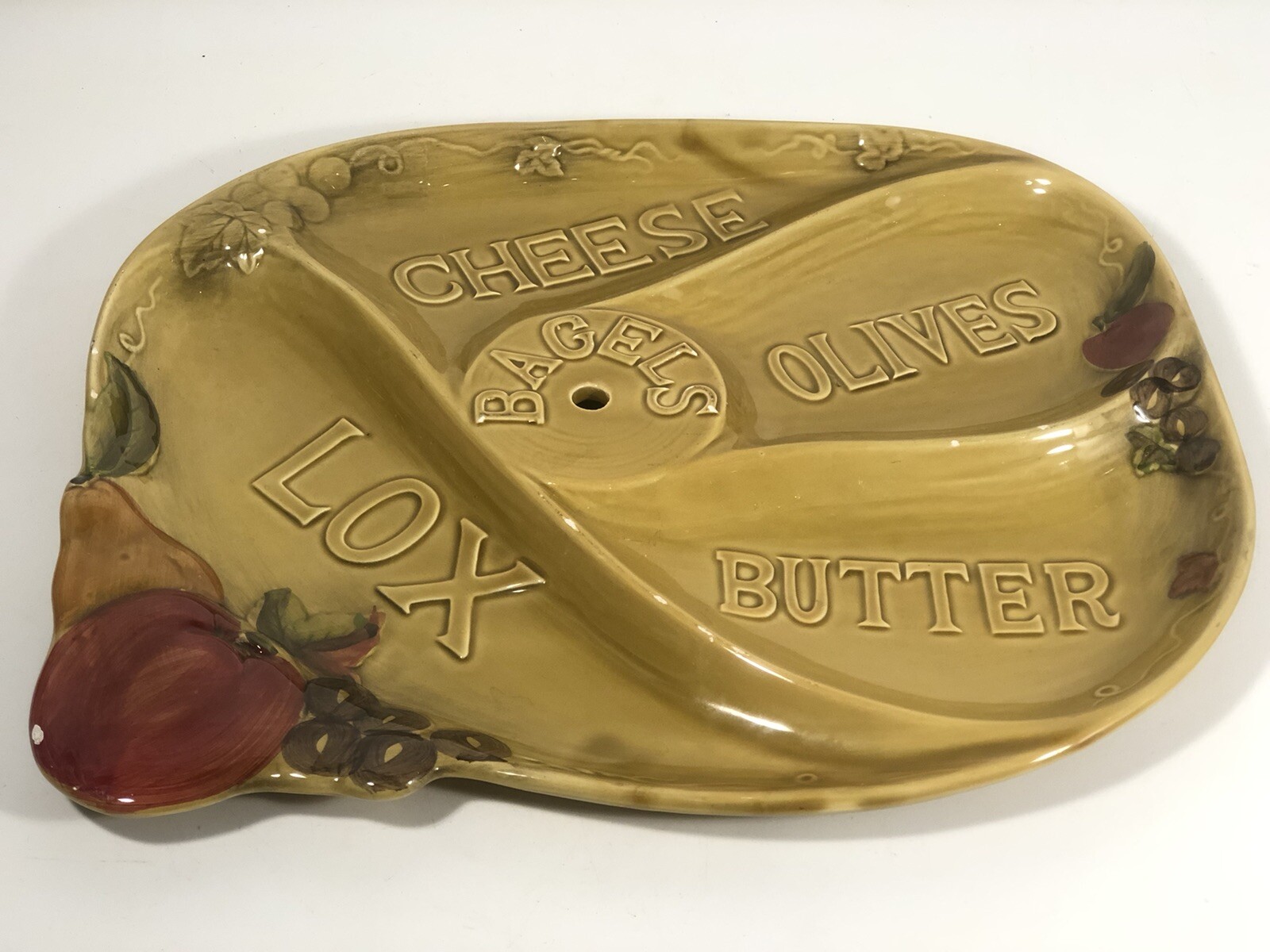 Lefton Bagel Bandeja Queso Aceitunas Mantequilla Salmón Ahumado Vintage Desayuno