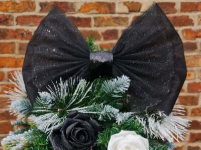 Festliche Weihnachten schwarz Glitzer Schleife Topper Dekoration