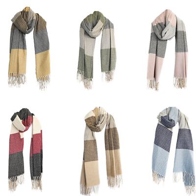 Checked Scarf 70x190cm With Fringe Ideal For Autumn And Winter 