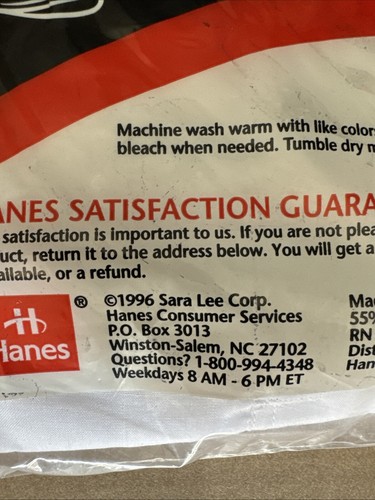 New Vintage Hanes 3 Pack Mens Full Cut Boxers Sz Large White 1996 Sara Lee Corp - Picture 3 of 4