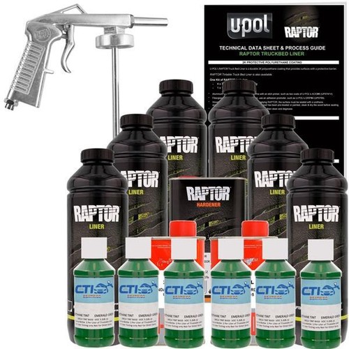 UPOL Raptor Emerald Green Urethane SprayOn Truck Bed Liner W/Free