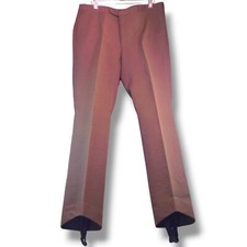 VTG Olympics Roffe Rogue Ski Snow Pants 33 31 Brown W/Stirrups Zip Pocket Nylon