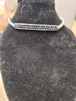 Brand new Men's Effy Sterling Silver Black Spinel Chain Bracelet 8'' $275