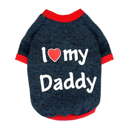 I Love Mummy/Daddy Dog Jumper Chihuahua Clothes Pet Puppy Cat Sweater Purppy UK - Picture 7 of 34