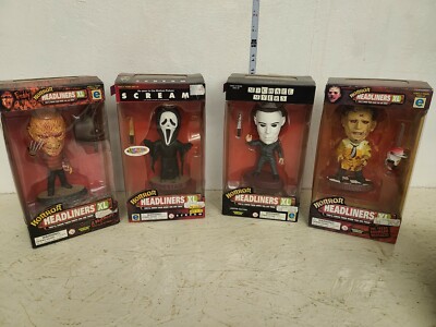 Horror Headliners XL Freddy Ghostface Michael Myers and Leatherface Figures