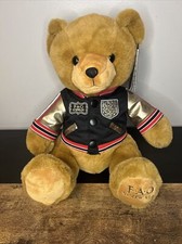 FAO Schwarz Toy Plush Anniversary Bear 12" with Aviation Jacket Read