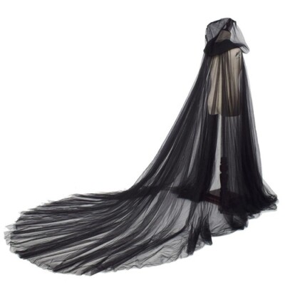 Long Cape Vintage Carnival Witch Gothic Wedding Bride Party Hood Cloak Capes