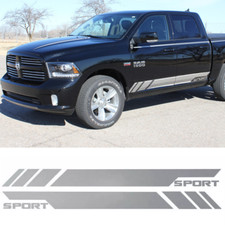 2x Matte Silver Side Skirt Door Vinyl Decal Sticker For Dodge Ram 1500 2500 3500