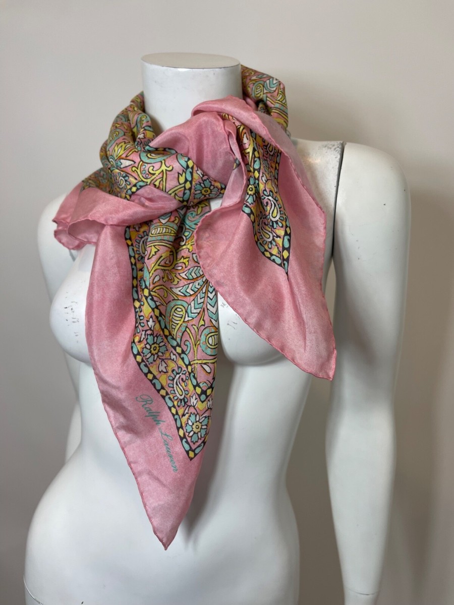 Ralph Lauren Collection Silk Paisley Square Scarf in Pink 34