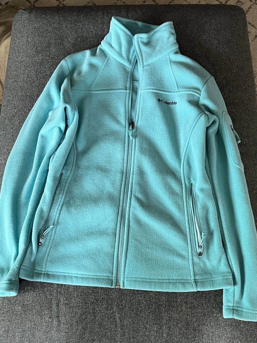 Women's Columbia Zip Up Soft Fleece Jacket Small Light Blue Pockets RN 69724