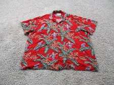 Paradise Found Shirt Mens XXL Red Button Up Birds of Paradise Magnum PI
