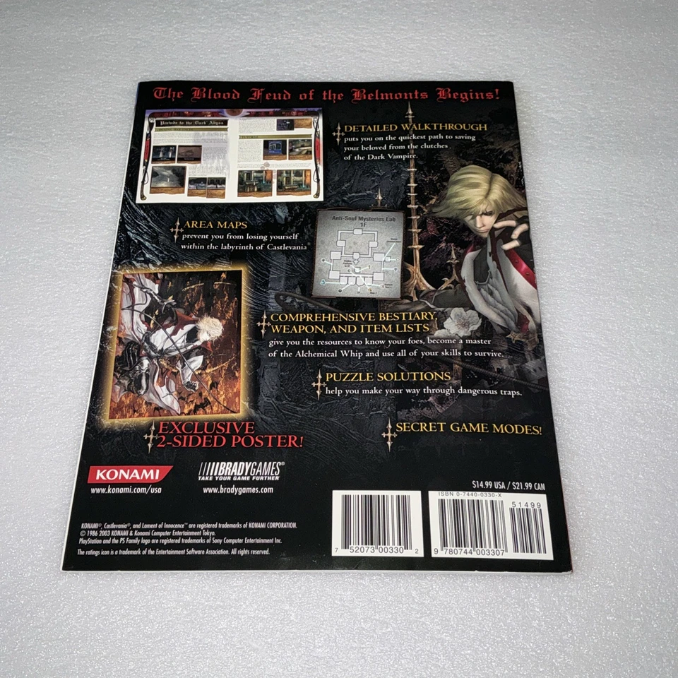 CASTLEVANIA LAMENT OF INNOCENCE POSTER ATTACHED VGC OFFICIAL STRATEGY GUIDE RARE - Image 2 of 4