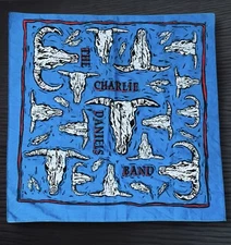 ‘94 Backwoods Bandana CHARLIE DANIELS BAND Blue Red Western Cow Skull Design USA