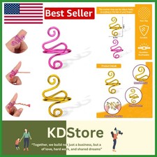 2 Pack Adjustable Gold Crochet Knitting Ring Set for Yarn Tension  Finger Pr...