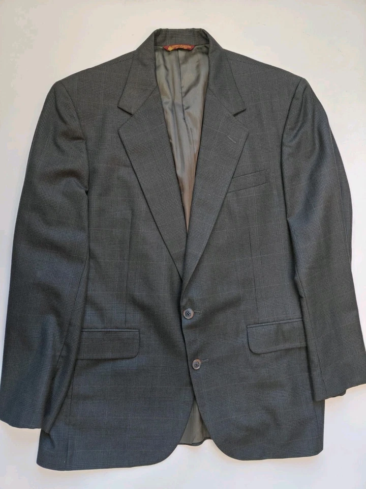 🇺🇲 Abrigo deportivo de lana a cuadros gris Glen 42R Corbin para hombre hecho en EE. UU. Foto 4 de 4