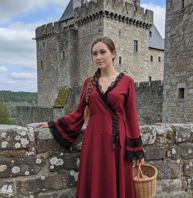 Y2k Dare To Wear Burgundy Lace Witchy Grunge Dark Gothic Dress Sz 3X