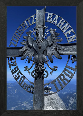 Zugspitze Gipfelkreuz mit Adler gerahmtes Wandbild Poster Leinwanddruck Bild