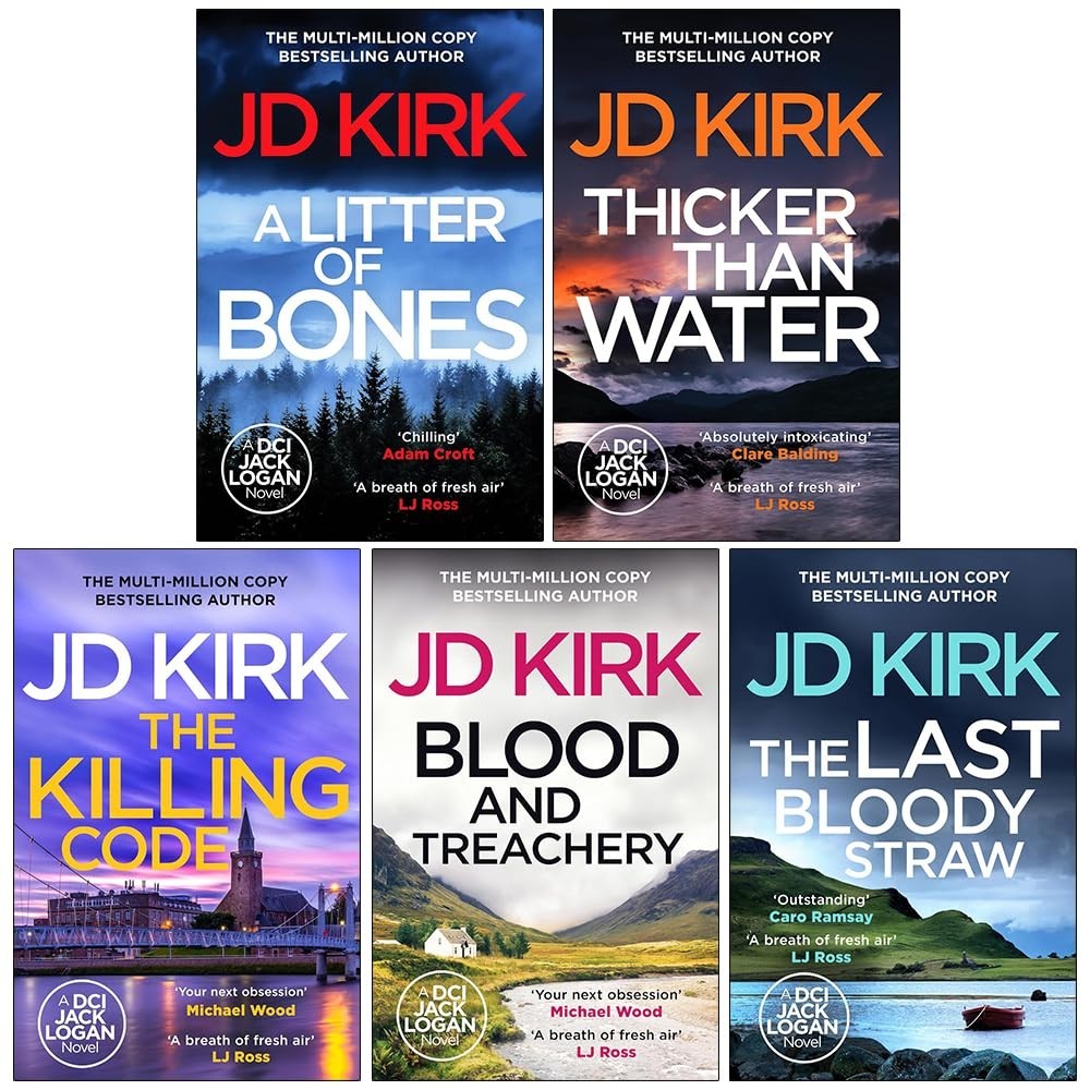 DCI Logan Crime Thrillers 1-5 Books Collection Set By JD Kirk Litter of Bones