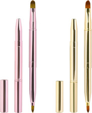 2 Pack Retractable Lip Brush for Lipstick Lip Gloss Double-Ended Lip Makeup Brus