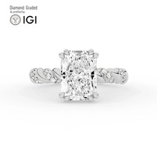 Radiant Diamond Engagement Ring 18k White Gold Labgrown 5.30 Ct Solitaire