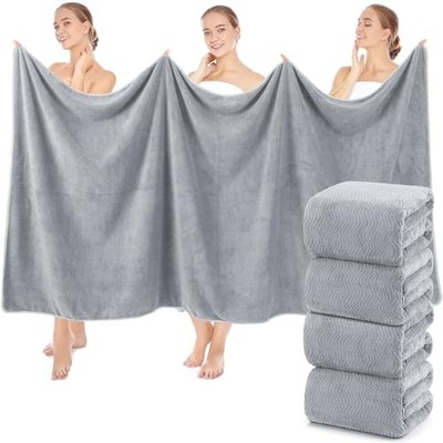 Pcs Oversized Bath Towels0 x 80 Inch, Extra Large Bath Sheets 4 Light Gray