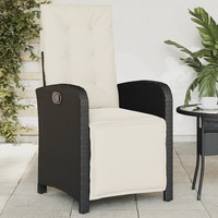 Gartensessel Mit FußTeil Verstellbar Schwarz Poly Rattan