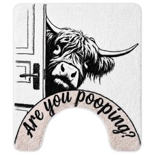 24x20 Funny Highland Cow Toilet Rug U Shaped Bathroom Mat