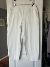 EILEEN FISHER Pants Organic Cotton Stretch Twill Ankle Side Zip White Sz Medium