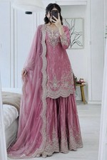 New Designer Heavy Satin Kurta Palazzo With Dupatta For Wedding  Party Wear