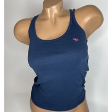 Vintage Abercrombie Fitch Blue Tank Top Womens Medium Pink Moose Logo Y2K