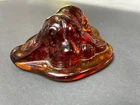 Blenko Signed 2016 Amber Sleeping Hound Puppy Dog Glass Paperweight Critter
