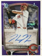 2025 1st Bowman Draft Chrome Mason Neville /250 Auto True Purple Refractor