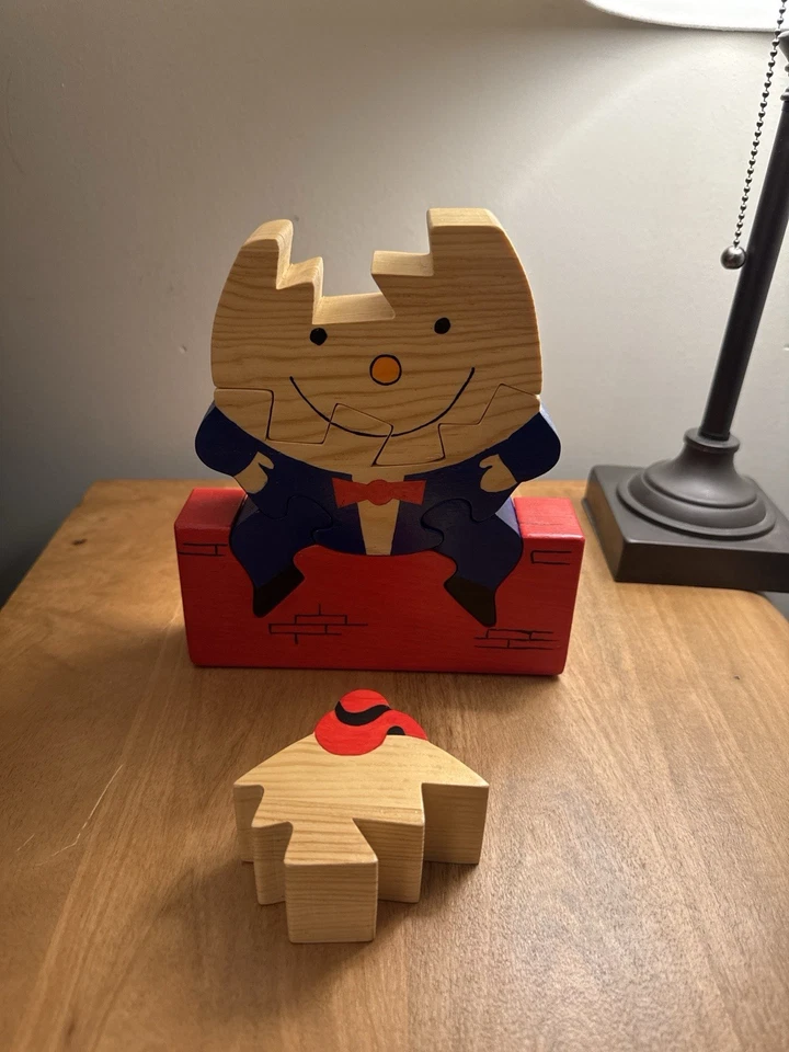 Humpty Dumpty Wooden Puzzle 6 Piece Stacking Toy 9” Tall x 7” Wide Vintage - Image 3 of 4