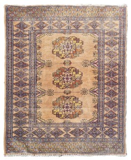 Rare Hand knotted Vintage Pakistani Bokhara Jhaldar Wool Area Rug 3.0 x 2.8 Ft