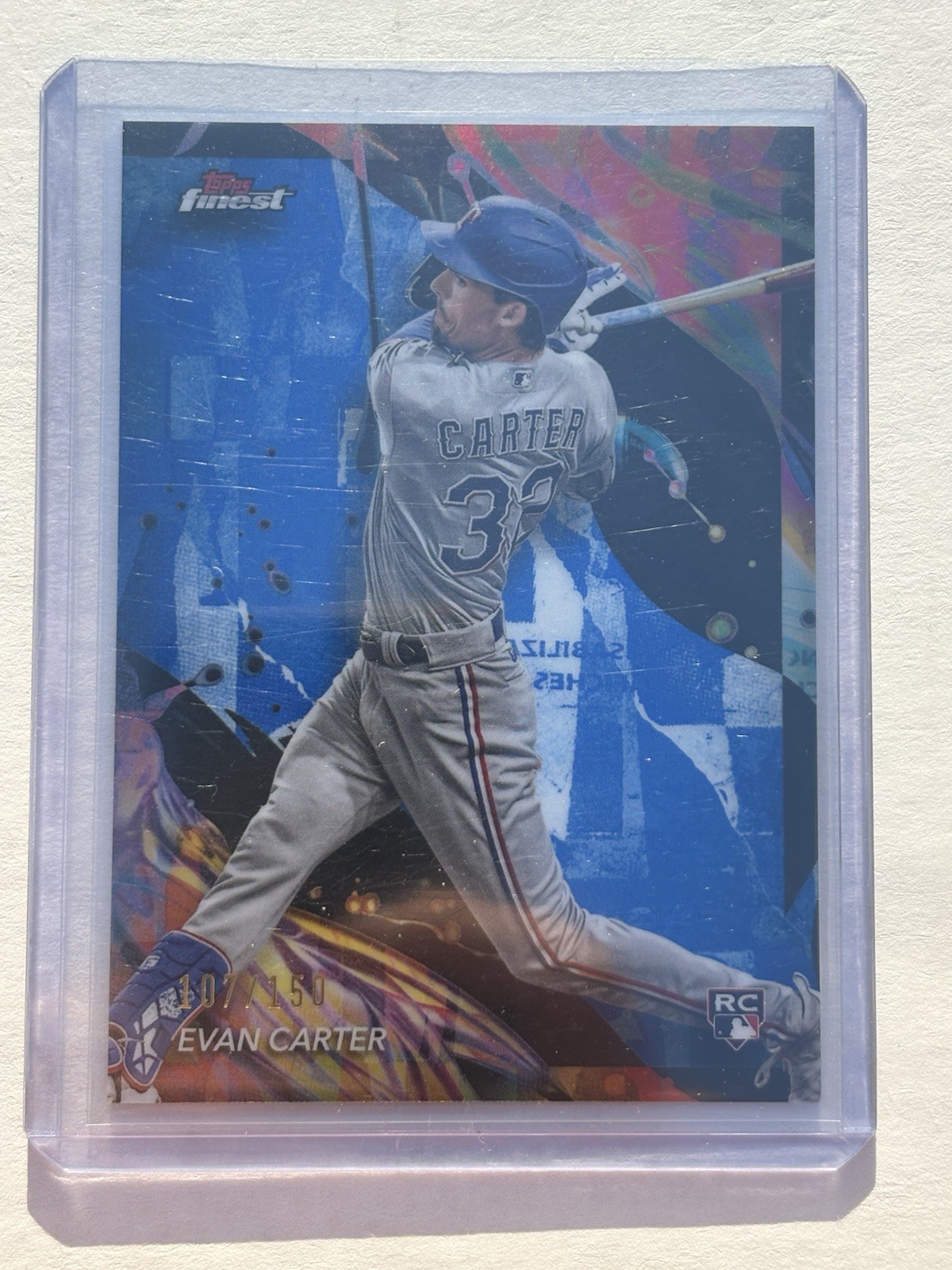 2024 Topps Finest Evan Carter Uncommon Rookie Card #107 Blue 107/150