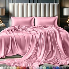Satin Sheets Queen Size 4 Pieces, 8 Colors , Silky Satin Sheet Set -Satin Bed