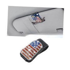 Bling Car Sun Visor Sunglass Holder, Crystal Rhinestones Magnetic American