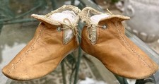 ANTIQUE VICTORIAN BROWN LEATHER SIDE LACE BABY SHOES