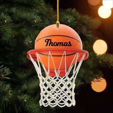 Basketball Christmas Ornament 2025 – Personalized Player Gift, Custom Sports