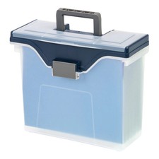 Office Depot Brand Mobile File Box, Small, Letter Size, Clear/Blue