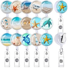 15 Pcs Cruise Badge Holder, Beach Badge Holder Beach Retractable with Alligat...