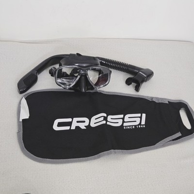 Cressi Supernova Dry Snorkel & Marea Anti-fog Mask Scuba Diving Set With Bag EUC