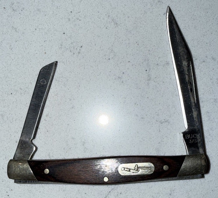Buck 375 Deuce Folding Pocket Knife Wood Handle 2-Blade