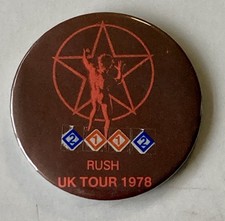 RUSH UK TOUR 1978  LARGE 63 mm VINTAGE METAL PIN BADGE  CUSTOMISED