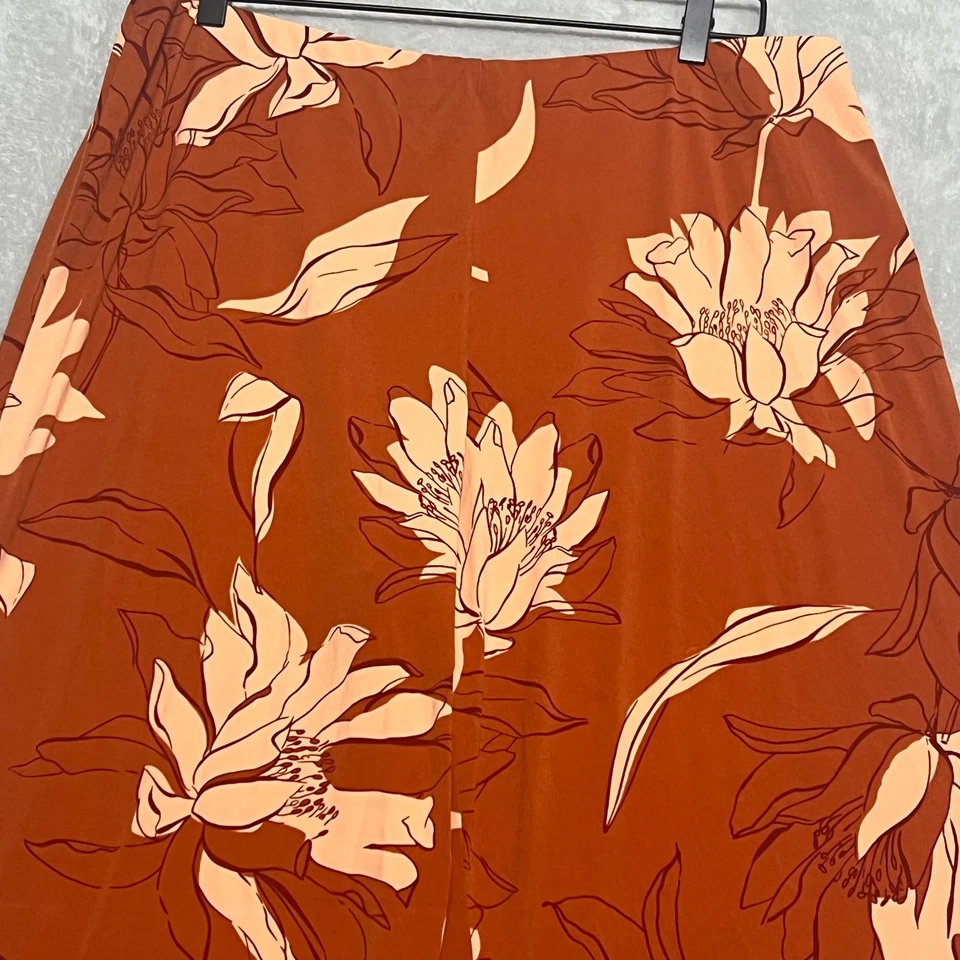 Pantalones de mujer Alfani de pierna ancha XL naranja estampado floral elásticos informales Foto 2 de 4