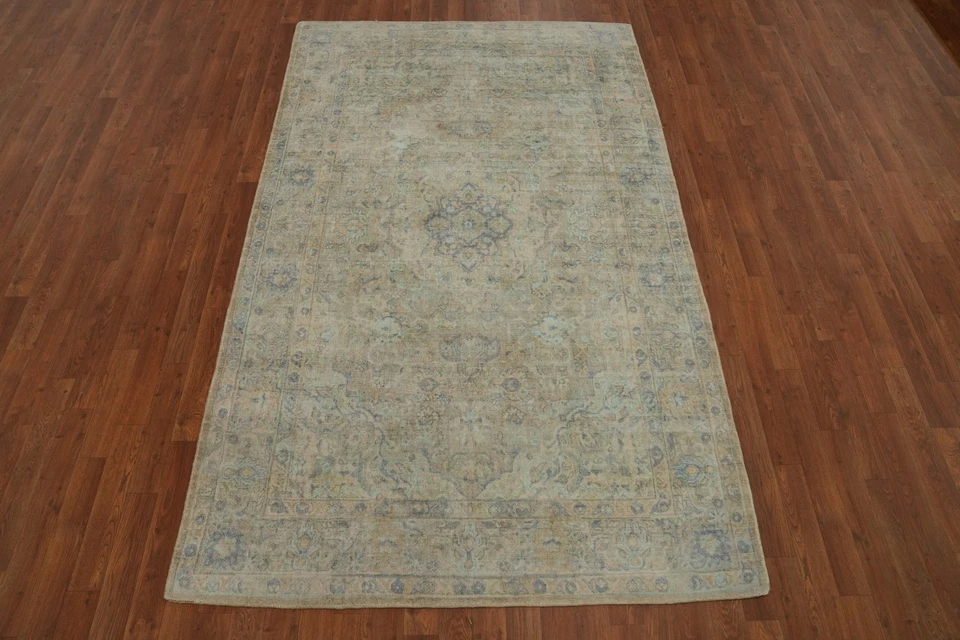 Handmade Transitional Silk Carpet Beige Oushak Style Rug 5x8 Ft Oriental Rug - Image 2 of 4