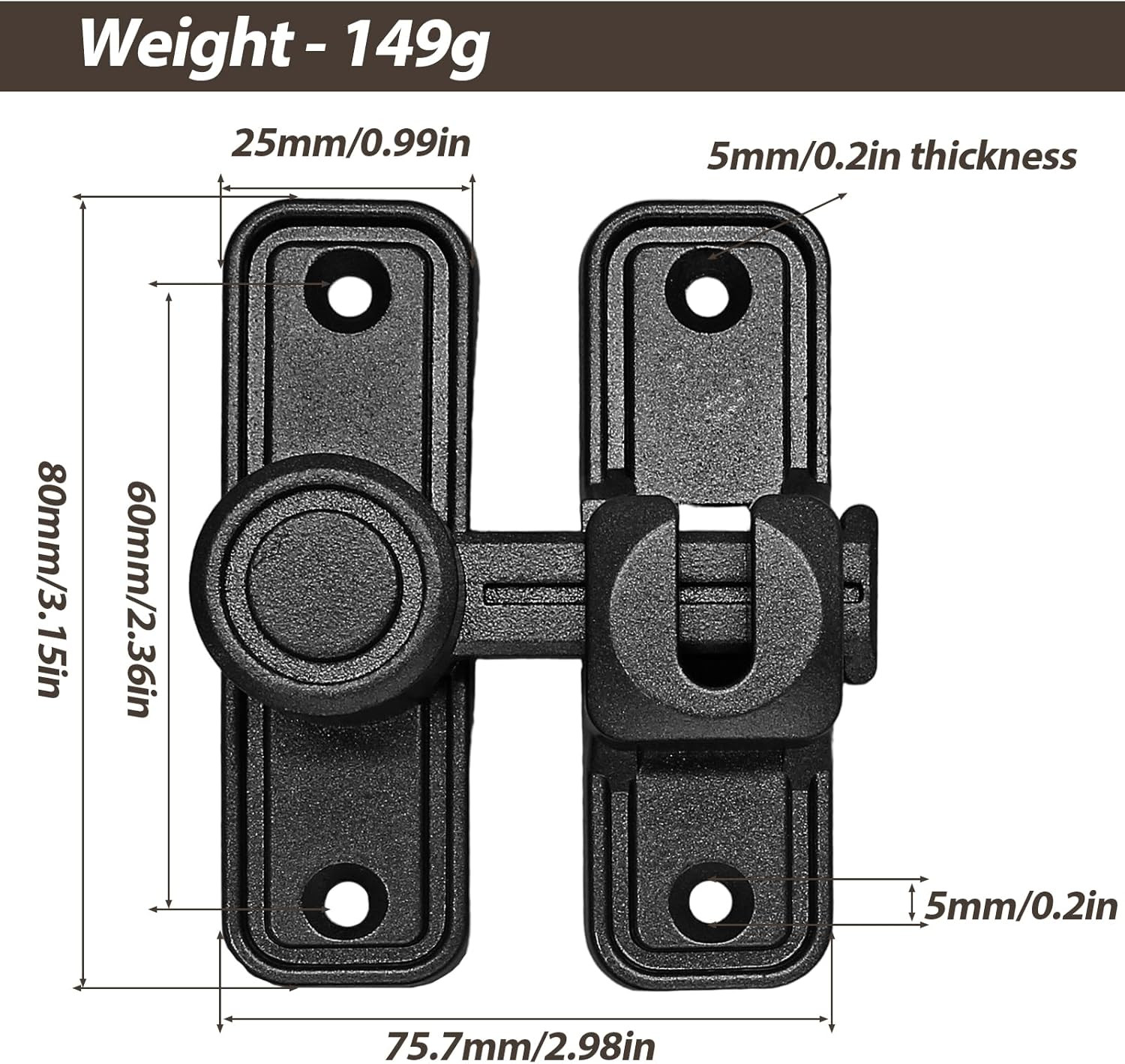 2PCS Barn Door Lock,Heavy Duty Sliding Door Latch Hardware Dual Gate Latches,Hom