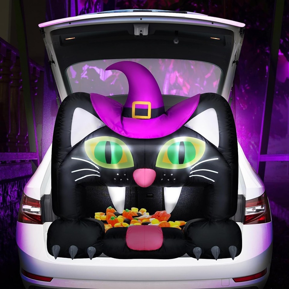 4.3' Halloween Trunk/Treat Car Inflatable W/ LED Witch Built-in LED ...